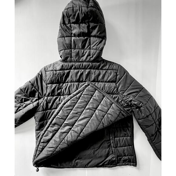 SUPERDRY Womens Sz 12 Pullover Puffer Jacket with Hood Black 1/4 Zip UK 16 EU 44 - Picture 9 of 12